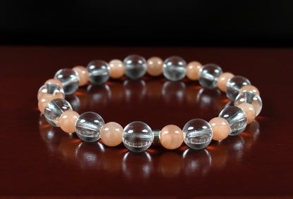 Awakening/Clarity - AAA Quality Clear Quartz/AAA Quality Orange Sunstone/.925 Sterling Silver Accent