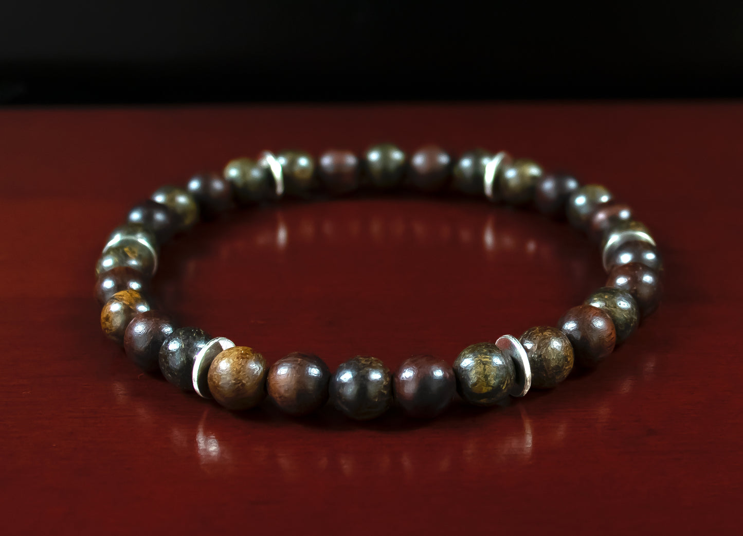 Flexibility - AAA Quality Toffee Bar Bronzite/Natural Red Willow/.925 Sterling Silver Accents - 6mm