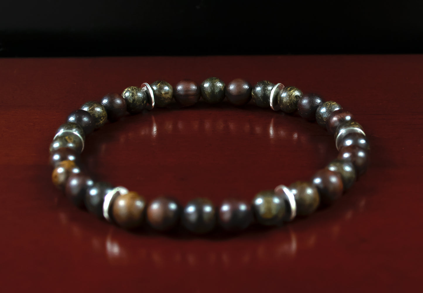 Flexibility - AAA Quality Toffee Bar Bronzite/Natural Red Willow/.925 Sterling Silver Accents - 6mm