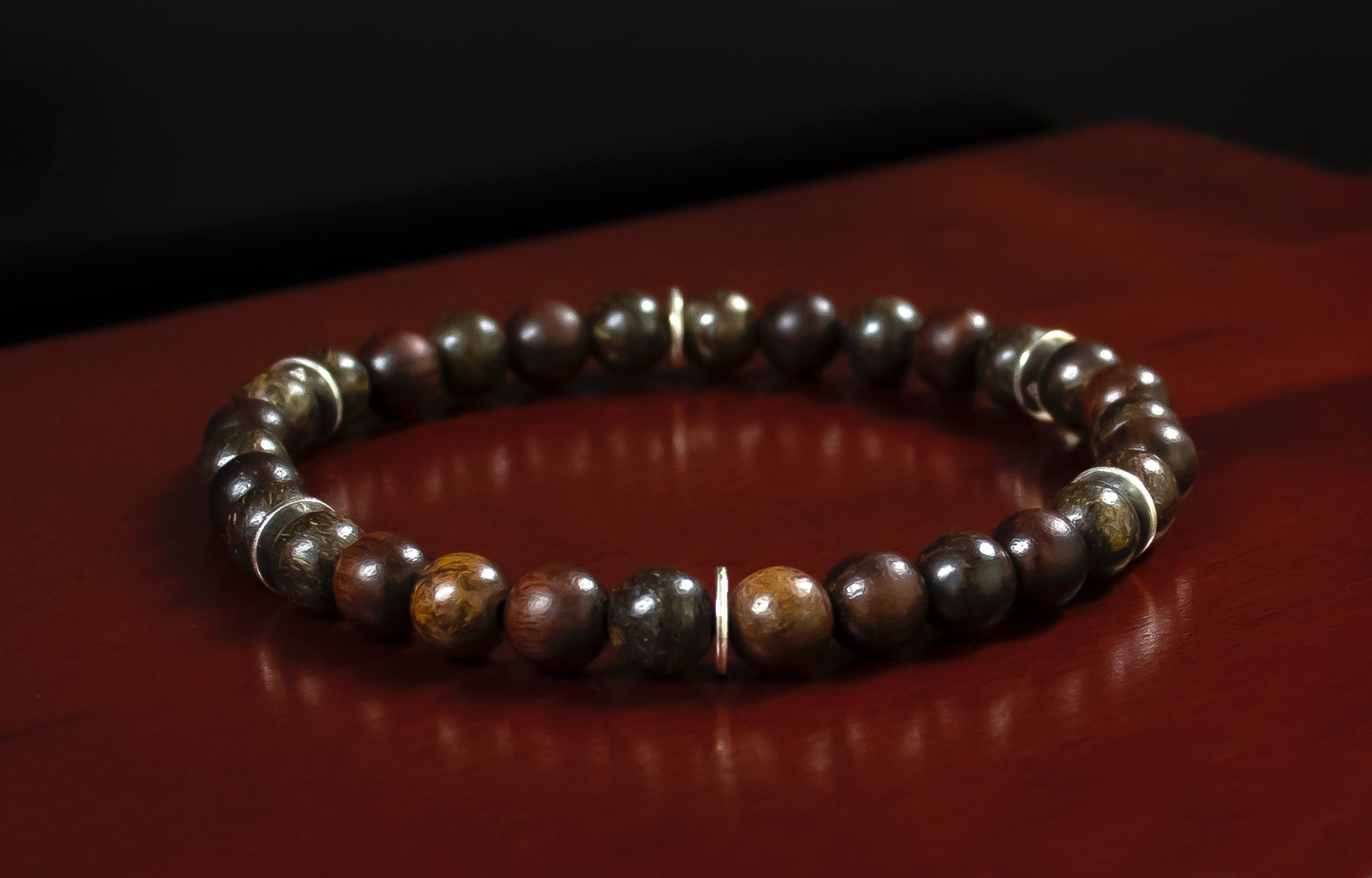 Flexibility - AAA Quality Toffee Bar Bronzite/Natural Red Willow/.925 Sterling Silver Accents - 6mm