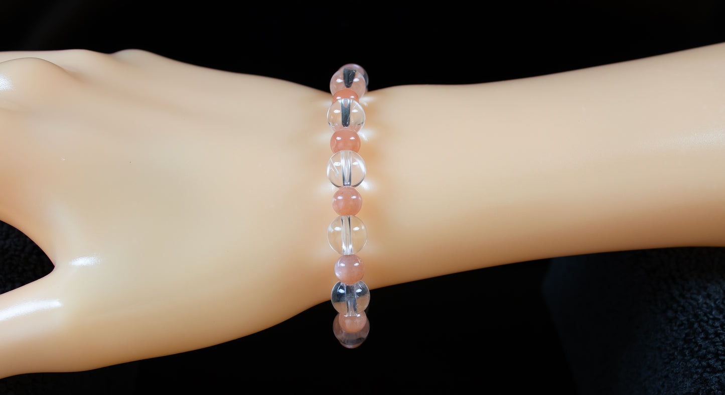 Awakening/Clarity - AAA Quality Clear Quartz/AAA Quality Orange Sunstone/.925 Sterling Silver Accent